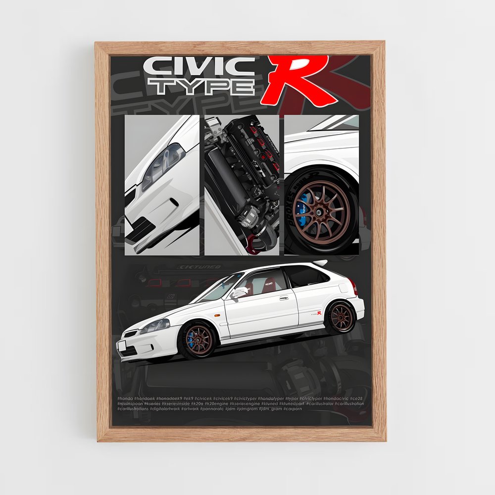 Poster L'Évolution du Civic EK9 – affiche Honda (vue 4)